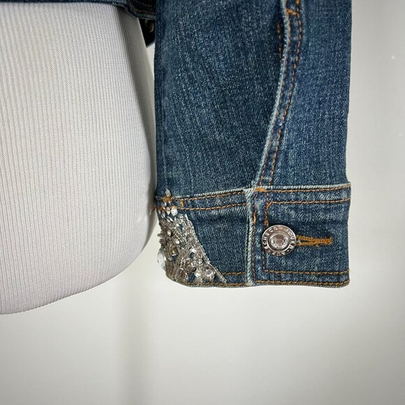 Vintage Cache Denim Jean Jacket Rhinestones Sequin Jouer Aux Echecs collab - Picture 7 of 15